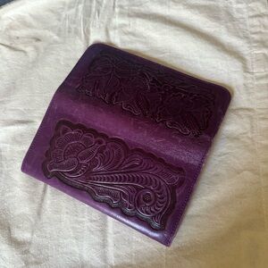 Purple Embossed Leather Wallet